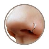 EnCharmed 925 Sterling Silver Fake Clip on Nose Ring, Handmade 20g Tiny Faux Non Piercing Huggie Hoop