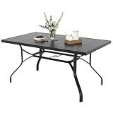 Soohow Outdoor Dining Table 60"x35", Rectangle Patio Dining Table with 1.57" Umbrella Hole, Outdoor Metal Furniture for Patio, Graden, Backyard and Poolside, Weather-Resistant