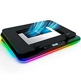 KLIM Turbofrost Laptop Cooling Pad for Gaming – 4 x 4000 RPM Turbo Fans, RGB Lighting, 4 USB Ports, Dual Power (USB-C/DC), Sealed Foam for Fast Cooling – Fits Up to 17” Laptops – Grey Space