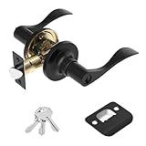 Voraus Entry Exterior Door Handle with Turn Lock,Matte Black Door knobs Exterior Door Lock Set,Bedroom Door Locks Lever Door Handle,1 Pack