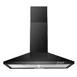 SNDOAS Black Range Hood,Wall Mount Range Hood 30 inch,Stainless Steel Kitchen Hood with Ducted/Ductless Convertible,Stove Vent Hood,Aluminum Filters,3 Speed Exhaust Fan,LED Light,Button Control