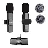 Vislla Wireless Lavalier Microphone for iPhone 15/16/17 Series, iPad and Android Devices, Noise Cancelling,Bluetooth Mini Lapel Microphone for Vlogging/YouTube/Live Streaming/Tiktok/Interview
