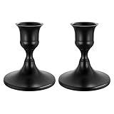 zeochyni Black Taper Candle Holders Set of 2, Vintage Metal Candlestick Holders for Dinner Room Table Centerpiece or Mantel Wedding Party Decor
