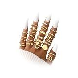 FAXHION 24-60 Pcs Gold Stackable Rings for Women, Knuckle Rings Chunky Gold Ring Set Dainty Stacking Cute Rings, Multiple Sizes Cute Jewelry Set Gift (Gold-24 Pcs)