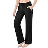 Stanpetix Wide Leg Sweatpants for Women Loose Straight Track Pants with Pockets for Sports Jogging (Black,Medium)