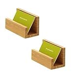 enyuwlcm 1 Pack Bamboo Wood Desktop Business Card Holder for Desk Sturdy Business Card Display Stand for Office Suitable for Men Women