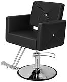 Barber Salon Chair for Hair Stylist with 350Lbs Heavy-Duty Hydraulic Pump, 360° Swivel Hair Styling Chair, Adjustable Height Hairdresser Braider Chairs for Beauty Salon, Tattoo, Spa, Dark Black