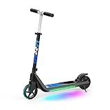 LINGTENG Electric Scooter for Kids Age of 6-9, Kick-Start Boost Scooter with Adjustable Speed and Height, Flash Wheel & Deck Lights