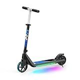 LINGTENG Electric Scooter for Kids Age of 6-9, Kick-Start Boost Scooter with Adjustable Speed and Height, Flash Wheel & Deck Lights