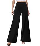 ZOOSIXX Wide Leg Palazzo Pants for Women - High Waist Casual Beach Lounge Pants Loose Dress Stretchy Trousers