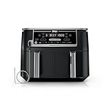 Ninja DZ550 Foodi 10 Quart 6-in-1 DualZone Smart XL Air Fryer with 2 Independent Baskets, Thermometer for Perfect Doneness, Match Cook and Finish to Roast, Dehydrate and More, Black