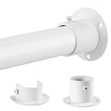 Closet Rods for Hanging Clothes, 1.3 Inch Diameter Heavy Duty Closet Rod 17-39 Inch Adjustable Clothes Hanging Bar Matte White Shower Curtain Rods for Closet, Wardrobes, Bathroom, Windows