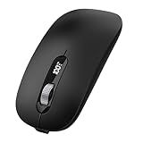 ASLDPUO Wireless Bluetooth Mouse, Bluetooth 5.0/4.0 & 2.4G Tri-Mode, Type-C Rechargeable with LED Screen Display, Ergonomic Silent Click for Laptop/PC/Tablet, Multi-Device & Office Use