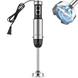 Blackcow Immersion Blender Handheld, 800W Powerful Electric Hand Blender with Titanium Alloy Blades, 12 Speeds & Turbo, Electric Hand Mixer for Smoothies, Soups, Baby Food and Purees