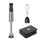 Vitamix 5-Speed Immersion Blender 3-Piece Bundle with Whisk Attachment and Storage Case, Professional-Grade Hand Blender with 625-Watt Motor and Stainless-Steel Blade, Stainless Steel/Black