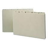 Smead 100% Recycled Pressboard File Guides, 1/5-Cut Tab (A-Z), Legal Size, Gray/Green, Set of 25 (52376)