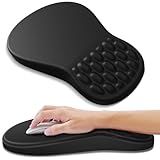 YIWEI Ergonomic Mouse Pad with Wrist Support - Gel Memory Foam Mouse Mat for Computer Keyboard & Laptop - Non-Slip Base, Pain Relief for Home Office & Gaming - Black