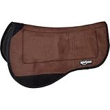 REINSMAN Contoured Trail Pad with Breathable Non-Slip Tacky Too Bottom - Comfortable Durable Shock-Absorbing Stain/UV Resistant 30"L x 34"D Horse Saddle Pad with Spine Relief Channel - Java Microsuede