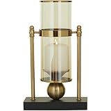 CosmoLiving by Cosmopolitan Metal Pillar Candle Holder with Metal Stand, 8" x 4" x 13", Gold