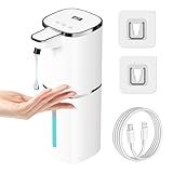 OHIFAST Automatic Liquid Soap Dispenser Touchless, USB Rechargeable Smart Hand Soap Dispenser, 9-Level Adjustable, Physical Button Operation, 13.5oz/400mL Wall Mounted for Bathroom Kitchen Dish Soap