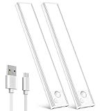 Under Cabinet Motion Sensor Lighting: 8 Inch Dimmable Rechargeable Lights Indoor - Battery Operated Lights - Undercabinet Closet Light Magnetic Led Light for Kitchen Home Bathroom Counter 2 Pack