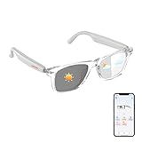 AI Translation Glasses, Smart Glasses Powered by ChatGPT, Photochromic Lenses, Support 169 Languages, Real-Time Translation via APP, Bluetooth Glasses for Men & Women, Meeting Travel Trade (Clear)