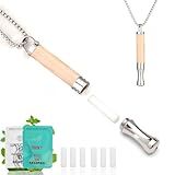 Veroral Anxiety Breathing Necklace with Resistance, Quit Smoking Necklace with Mint Filter, Quit Vaping Tool with Air Filter, Anxiety Relief Breathing Tool (Maple)