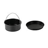 Gourmia Universal Air Fryer Accessory Set - 2pcs, Include Steel Pizza Pan and Baking Cake Barrel, Nonstick Coating