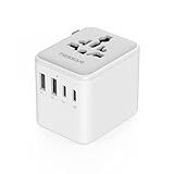 TESSAN Universal Travel Adapter, International Power Adapter with 2 USB C 2 USB A Ports, Travel Plug Adaptor Worldwide for US to Europe UK Italy Ireland Australia France Germany(Type C G A I)