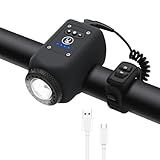 Woyuosn Bike Horn, Bicycle Horn with Large Range Floodlight, IPX5 Waterproof with USB Rechargeable Bike Electronic Horn (Black)