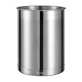 KSENDALO Stainless Steel Utensil Holder for Counter, Brushed Silver Metal Utensil Crock Canister for Cooking Utensils on Countertop, with Heavy Base, Dishwasher Safe, Silver