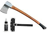 1844 Helko Werk Germany Vario Heavy Universal Axe - German Made Heavy Duty Large Felling Axe and Cutting Axe - Head 5.5 lbs, Handle 36 in. (Heavy Universal) #10055