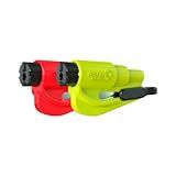 RESQME The Original Emergency Keychain Car Escape Tool, 2-in-1 Seatbelt Cutter and Window Breaker, Made in USA, Pack of 2, Yellow, Red - Compact Emergency Hammer