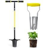 Jardineer Bulb Planter Tool, Long Handle Sod Plugger with Serrated Base, Automatic Soil Releasing Small Bulb Transplanter for Tulips, Daffodils, Lily