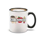 Personalized Teacher Name Apple Ceramic Coffee Mug 11oz (Black Handle)