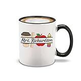shop4ever Custom Personalized Teacher Name Coffee Apple Ceramic Mug Tea Cup Teacher's Appreciation Day Gift 11 oz. (Black Handle)