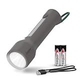 Energizer S-600 LED Flashlight Rechargeable Solar and AA Battery Power Options, Super Bright IPX4 Water Resistant Flashlights High Lumens for Emergencies, Outdoors, DIY