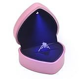 Luxury LED Lighted Engagement Ring Box - Heart Shaped Elegant Pink Ring Case for Wedding Rings, Perfect for Proposal, Anniversary, Ceremony, and Gift Giving