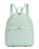 WANDF Drawstring Backpack for Women, Lightweight Gym Bag with Yoga Mat Strap, Water-Resistant String Backpack with Mesh Pocket (Mint Green, Patent Pending)