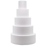 Crafare 5 Tier Round Foam Cake Dummy Decorating 4“ 6” 8“ 10” 12“ Supplies for Wedding Baby Shower Birthday Party Cake Decoration 17.7 Inches Tall
