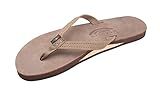 Rainbow Sandals Women's Single Layer Premier Leather Narrow Strap, Dark Brown, Ladies 10 B(M) US