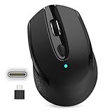 RaceGT USB C Wireless Mouse, Type C Silent Mouse for MacBook Air/Pro, 2.4G Cordless Computer Mice with 6 Buttons and 3 Adjustable DPI for Mac, Laptop, Desktop, PC