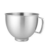KRISVI 4.5-7 QT Stainless Steel Mixer Bowl for KitchenAid Stand Mixers,Strong and Durable Replacement Bowl for KitchenAid with Handle,Dishwasher Safe (4.5-5 QT)