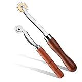 Nitlak 2 PCS Tracing Wheel,Tracing Wheel Sewing Tool,Wooden Handle Stainless Steel Pounce Wheel,Tracing Wheel for Sewing Patterns, Tracing Wheel Tool for Leathercraft, Professional Marking Spacer