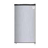 ARCTIC CHEF ACFR322 RCA Mini Refrigerator, Compact Freezer Compartment, Adjustable Thermostat Control, Reversible Door, Ideal Fridge for Dorm, Office, Apartment, Platinum Stainless, 3.2 Cubic Feet