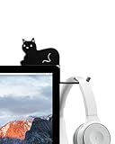 FEYRUN Monitor Stand, Puppy Tail Hook for Headphone, Saves Desk Space and Protects Headphones, Organizer Decorative Hanger for Hanging Keys Cables and More (Black (Cat))