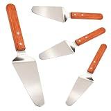 Zandfelo 4 Pack Stainless Steel Pizza Servers with Wooden Handle