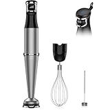 Immersion Blender Handheld 1100W 3 in 1 Corded Stick Hand Blenders for Kitchen with Trigger Speed Control, with Whisk, Milk Frother Attachemnts, Perfect Emulsifier for Soup, Smoothie, Puree