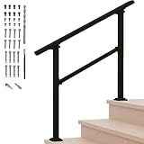 Hand Rails for Outdoor Steps,3 Step Stair Handrail & Indoor Stair Railing Kit,Black Railings for Outdoor Steps and Hand Rails for Seniors for Porch (3 Step)