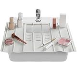 Maplefield Travel Size Bathroom Sink Cover for Counter Space - Foldable Silicone Sink Mat for Beauty Routine, Ideal for Small Bathroom, RVs, Camper Vans (Taupe Small, 19.5 x 15.5 x 1.6 Inches)